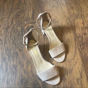 Free People Marigold Block Heel Sandal Light Pink Suede 39 Ankle Strap Neutral